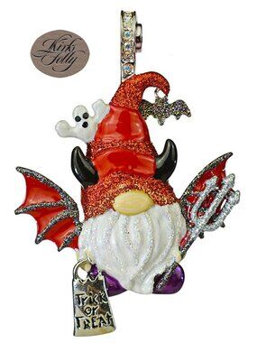 Kirks Folly 𝐃𝐄𝐕𝐈𝐍 THE GNOME Hallowen Magnetic Enhancer Pendant Silvertone
